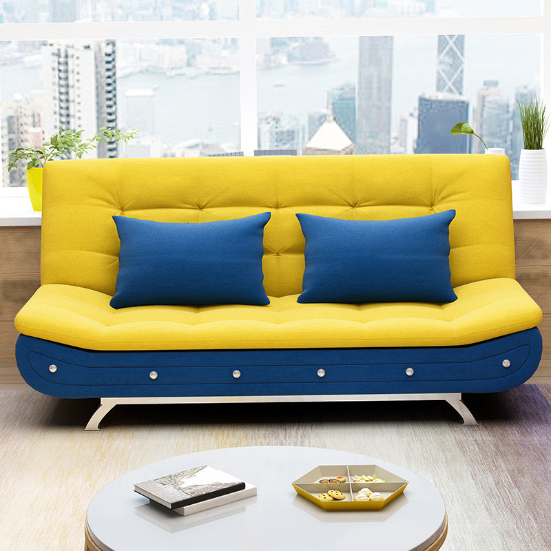 Contemporary Tight Back Sofa 35.43"High Armless Sofa for Apartment Blue-Yellow Clearhalo 'furn' 'furn_sofas' 'Furniture' 'furniture_sofas' 'kitchen' 'kitchen_sofas' 'Living Room Furniture' 'Sofa' 'sofas' 4657761