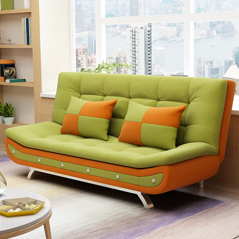 Contemporary Tight Back Sofa 35.43"High Armless Sofa for Apartment Orange-Green Clearhalo 'furn' 'furn_sofas' 'Furniture' 'furniture_sofas' 'kitchen' 'kitchen_sofas' 'Living Room Furniture' 'Sofa' 'sofas' 4657767