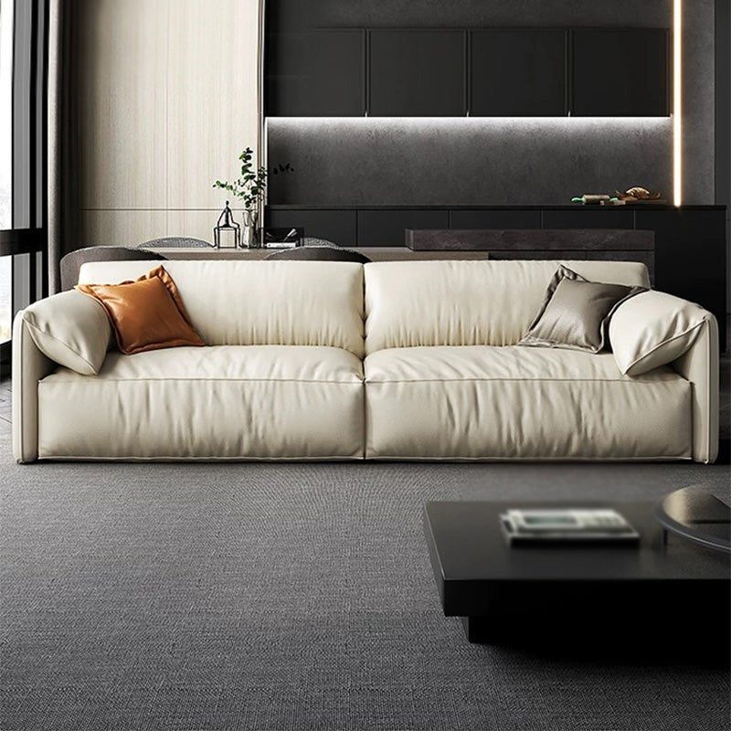 Modern Style with Pillow Armrest and Cushioned Seat Down/cotton Padded White Sofa Clearhalo 'furn' 'furn_sofas' 'Furniture' 'furniture_sofas' 'kitchen' 'kitchen_sofas' 'Living Room Furniture' 'Sofa' 'sofas' 4657774