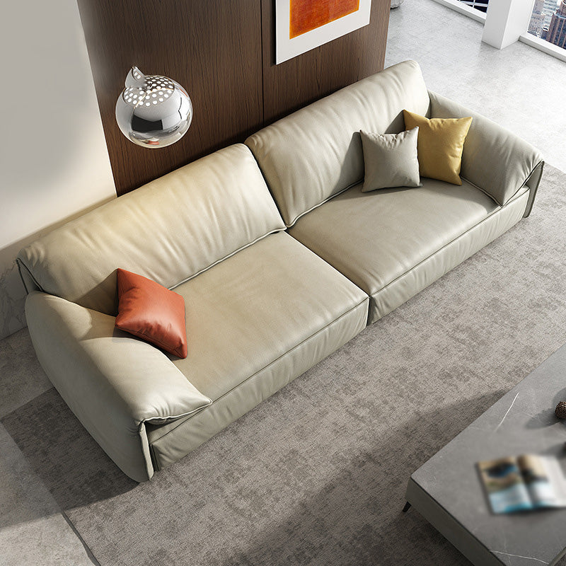 Modern Style with Pillow Armrest and Cushioned Seat Down/cotton Padded White Sofa 87"L x 37"W x 31"H Clearhalo 'furn' 'furn_sofas' 'Furniture' 'furniture_sofas' 'kitchen' 'kitchen_sofas' 'Living Room Furniture' 'Sofa' 'sofas' 4657776