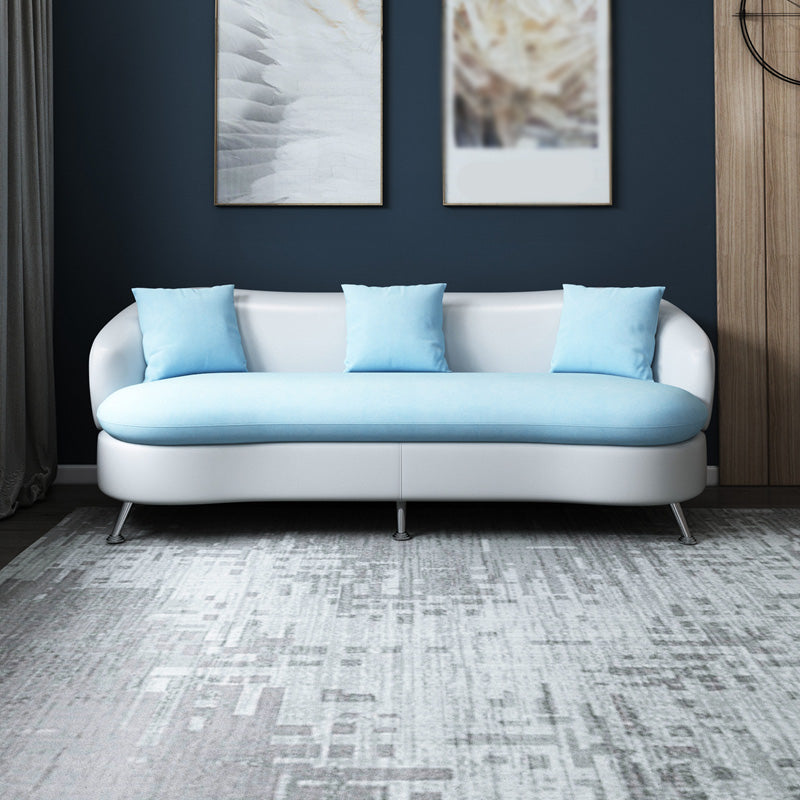 3 Seater Tuxedo Arm Loveseat Standard Tight Back Settee Loveseat Light Blue-White Clearhalo 'furn' 'furn_sofas' 'Furniture' 'furniture_sofas' 'kitchen' 'kitchen_sofas' 'Living Room Furniture' 'Sofa' 'sofas' 4657792