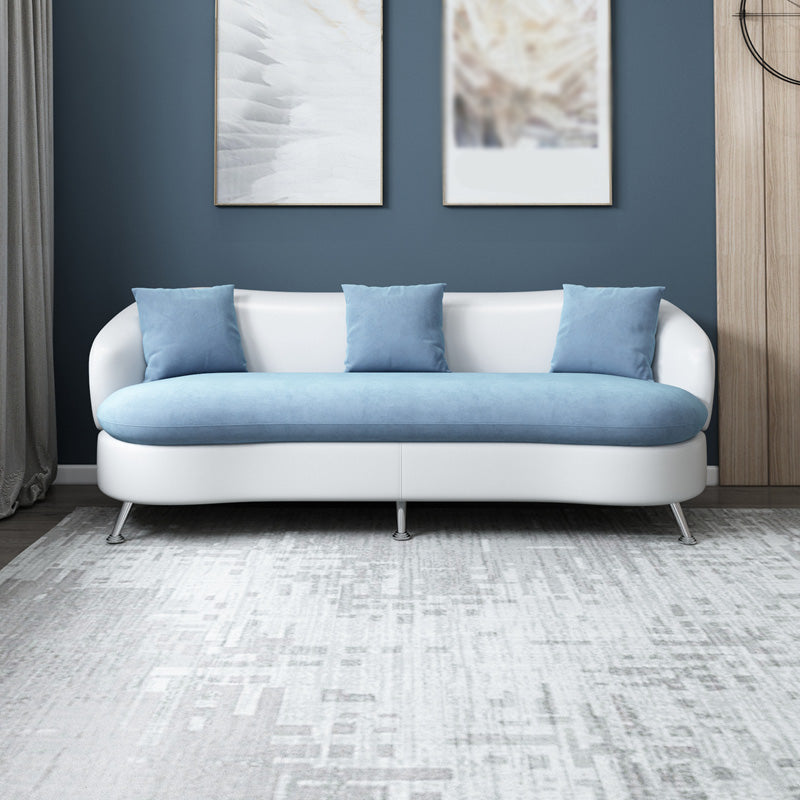 3 Seater Tuxedo Arm Loveseat Standard Tight Back Settee Loveseat White-Blue Clearhalo 'furn' 'furn_sofas' 'Furniture' 'furniture_sofas' 'kitchen' 'kitchen_sofas' 'Living Room Furniture' 'Sofa' 'sofas' 4657797