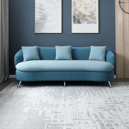 3 Seater Tuxedo Arm Loveseat Standard Tight Back Settee Loveseat Dark Blue-Light Blue Clearhalo 'furn' 'furn_sofas' 'Furniture' 'furniture_sofas' 'kitchen' 'kitchen_sofas' 'Living Room Furniture' 'Sofa' 'sofas' 4657804