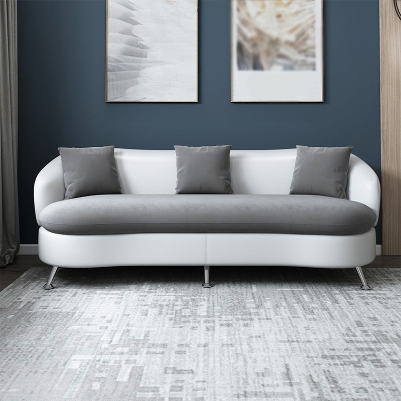 3 Seater Tuxedo Arm Loveseat Standard Tight Back Settee Loveseat White-Gray Clearhalo 'furn' 'furn_sofas' 'Furniture' 'furniture_sofas' 'kitchen' 'kitchen_sofas' 'Living Room Furniture' 'Sofa' 'sofas' 4657805