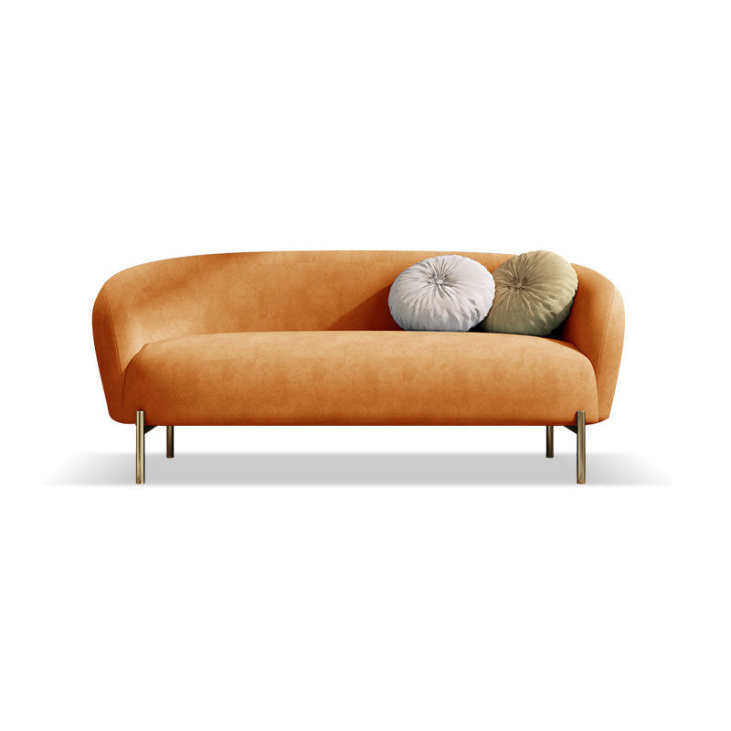 Mid-Century Modern Tight Back Sofa Curved 30.71" D X 29.92" H Loveseat Orange Clearhalo 'furn' 'furn_sofas' 'Furniture' 'furniture_sofas' 'kitchen' 'kitchen_sofas' 'Living Room Furniture' 'Sofa' 'sofas' 4657812
