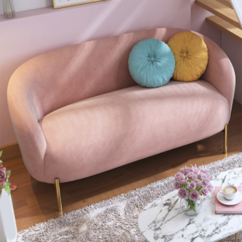 Mid-Century Modern Tight Back Sofa Curved 30.71" D X 29.92" H Loveseat 55"L x 31"W x 29.5"H Nude Pink Clearhalo 'furn' 'furn_sofas' 'Furniture' 'furniture_sofas' 'kitchen' 'kitchen_sofas' 'Living Room Furniture' 'Sofa' 'sofas' 4657815