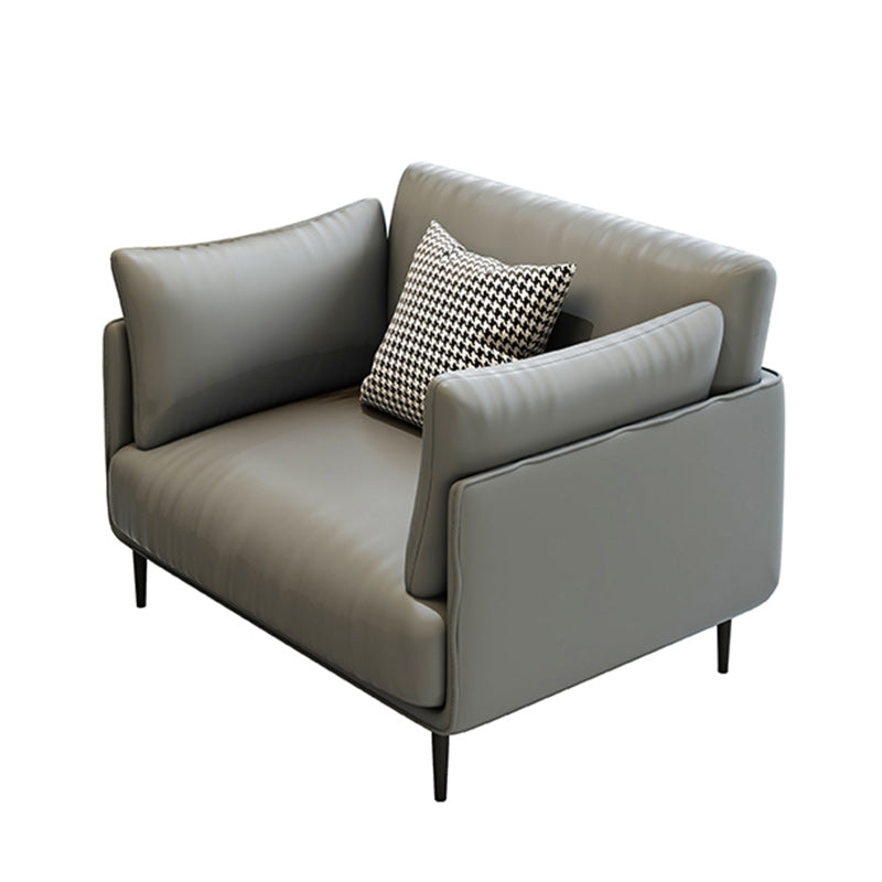 Contemporary Fabric Cushions Sofa 32.28"High Tuxedo Arm Single Cushion Seat Sofa Grey Clearhalo 'furn' 'furn_sofas' 'Furniture' 'furniture_sofas' 'kitchen' 'kitchen_sofas' 'Living Room Furniture' 'Sofa' 'sofas' 4657834