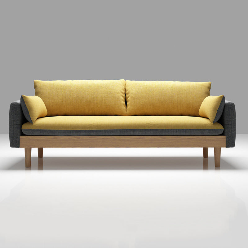 Matte Finish Square Arm Sofa Cotton Linen Sofa for Bonus Room Apartment Yellow Sponge Clearhalo 'furn' 'furn_sofas' 'Furniture' 'furniture_sofas' 'kitchen' 'kitchen_sofas' 'Living Room Furniture' 'Sofa' 'sofas' 4657851