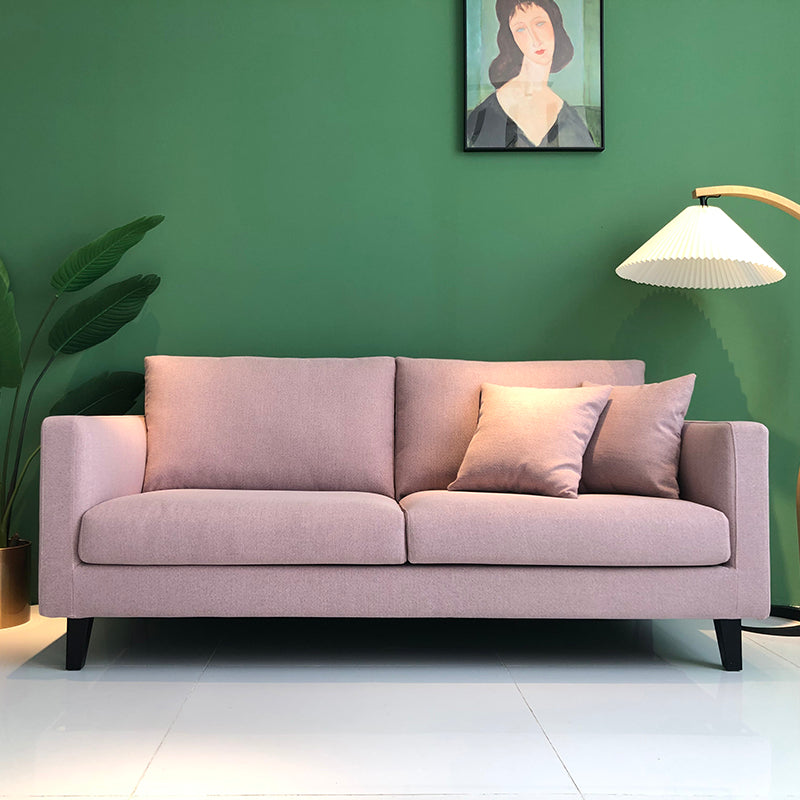 Contemporary Linen Tuxedo Arm Standard Sofa with Loose Back for Living Room Pink Clearhalo 'furn' 'furn_sofas' 'Furniture' 'furniture_sofas' 'kitchen' 'kitchen_sofas' 'Living Room Furniture' 'Sofa' 'sofas' 4657860