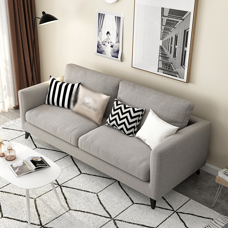 Contemporary Linen Tuxedo Arm Standard Sofa with Loose Back for Living Room 63"L x 33"W x 35.5"H Light Gray Clearhalo 'furn' 'furn_sofas' 'Furniture' 'furniture_sofas' 'kitchen' 'kitchen_sofas' 'Living Room Furniture' 'Sofa' 'sofas' 4657861