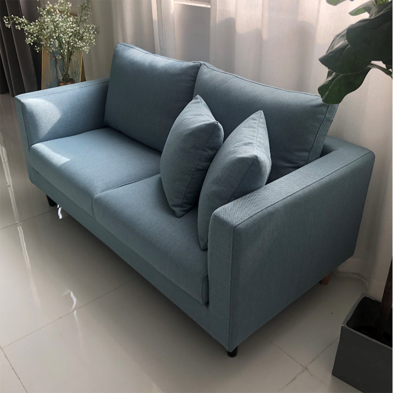 Contemporary Linen Tuxedo Arm Standard Sofa with Loose Back for Living Room Light Blue Clearhalo 'furn' 'furn_sofas' 'Furniture' 'furniture_sofas' 'kitchen' 'kitchen_sofas' 'Living Room Furniture' 'Sofa' 'sofas' 4657869