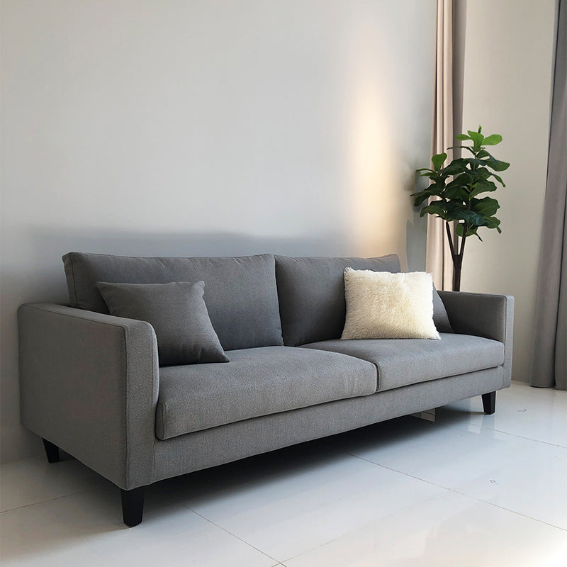 Contemporary Linen Tuxedo Arm Standard Sofa with Loose Back for Living Room 63"L x 33"W x 35.5"H Dark Gray Clearhalo 'furn' 'furn_sofas' 'Furniture' 'furniture_sofas' 'kitchen' 'kitchen_sofas' 'Living Room Furniture' 'Sofa' 'sofas' 4657870