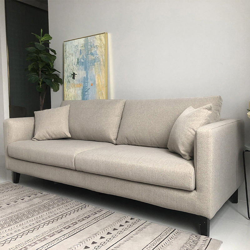 Contemporary Linen Tuxedo Arm Standard Sofa with Loose Back for Living Room Gray-Khaki Clearhalo 'furn' 'furn_sofas' 'Furniture' 'furniture_sofas' 'kitchen' 'kitchen_sofas' 'Living Room Furniture' 'Sofa' 'sofas' 4657871