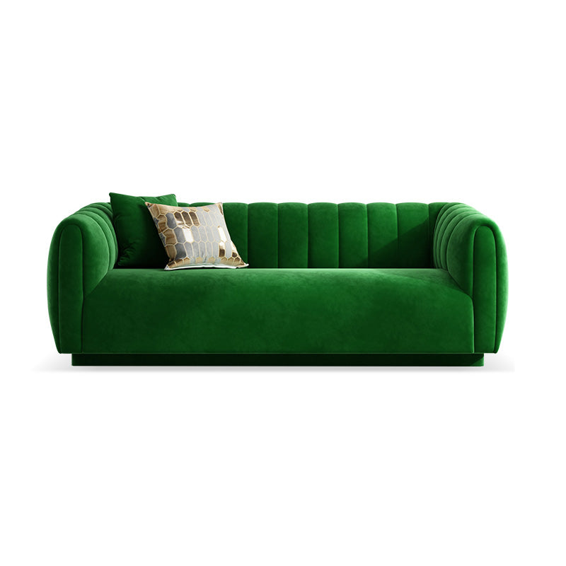 Nordic Sewn Pillow Back Sofa 31.5" High Velvet Tuxedo Arm Sofa Green Clearhalo 'furn' 'furn_sofas' 'Furniture' 'furniture_sofas' 'kitchen' 'kitchen_sofas' 'Living Room Furniture' 'Sofa' 'sofas' 4657883