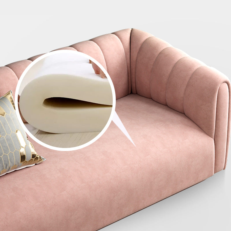 Nordic Sewn Pillow Back Sofa 31.5" High Velvet Tuxedo Arm Sofa Clearhalo 'furn' 'furn_sofas' 'Furniture' 'furniture_sofas' 'kitchen' 'kitchen_sofas' 'Living Room Furniture' 'Sofa' 'sofas' 4657893