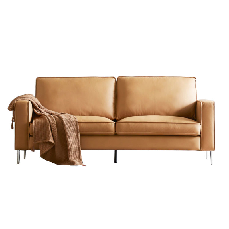 Cushions Faux Leather Square Arm Sofa with Stain Resistant and Waterproof Orange Clearhalo 'furn' 'furn_sofas' 'Furniture' 'furniture_sofas' 'kitchen' 'kitchen_sofas' 'Living Room Furniture' 'Sofa' 'sofas' 4657901