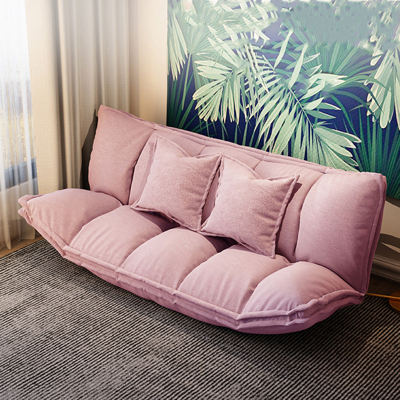 Contemporary Tight Back Convertible Sleeper Sofa 19.69"High Fabric Armless Sofa Pink Clearhalo 'furn' 'furn_sofas' 'Furniture' 'furniture_sofas' 'kitchen' 'kitchen_sofas' 'Living Room Furniture' 'Sofa' 'sofas' 4657916