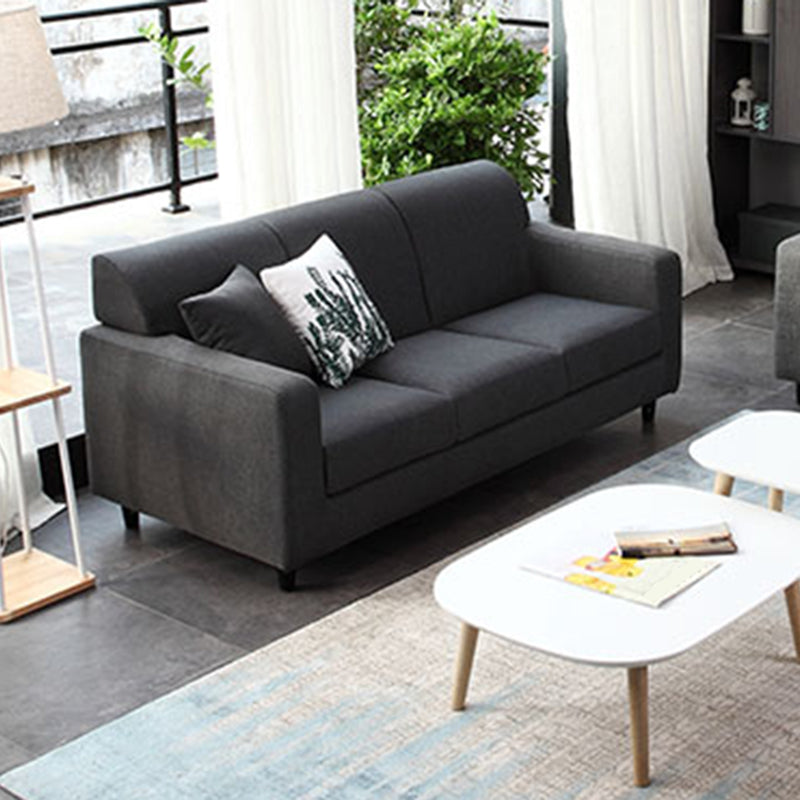 Contemporary Square Arm Standard Sofa with Slipcovered for Living Room, Apartment 51"L x 33"W x 31.5"H Black Linen Clearhalo 'furn' 'furn_sofas' 'Furniture' 'furniture_sofas' 'kitchen' 'kitchen_sofas' 'Living Room Furniture' 'Sofa' 'sofas' 4657936