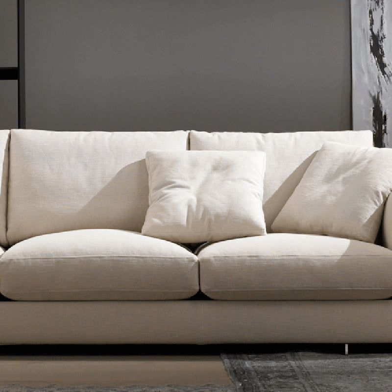 Padded Wooden down Cloth Rectangular Sofa with Pillow Back and Down/sponge/latex Cushion Clearhalo 'furn' 'furn_sofas' 'Furniture' 'furniture_sofas' 'kitchen' 'kitchen_sofas' 'Living Room Furniture' 'Sofa' 'sofas' 4657963