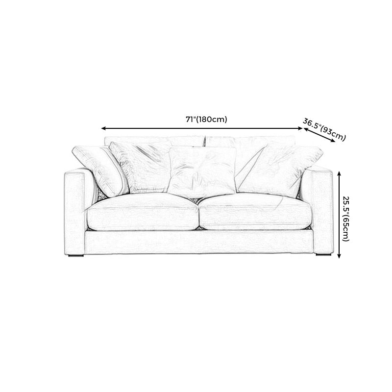 Padded Wooden down Cloth Rectangular Sofa with Pillow Back and Down/sponge/latex Cushion Clearhalo 'furn' 'furn_sofas' 'Furniture' 'furniture_sofas' 'kitchen' 'kitchen_sofas' 'Living Room Furniture' 'Sofa' 'sofas' 4657964