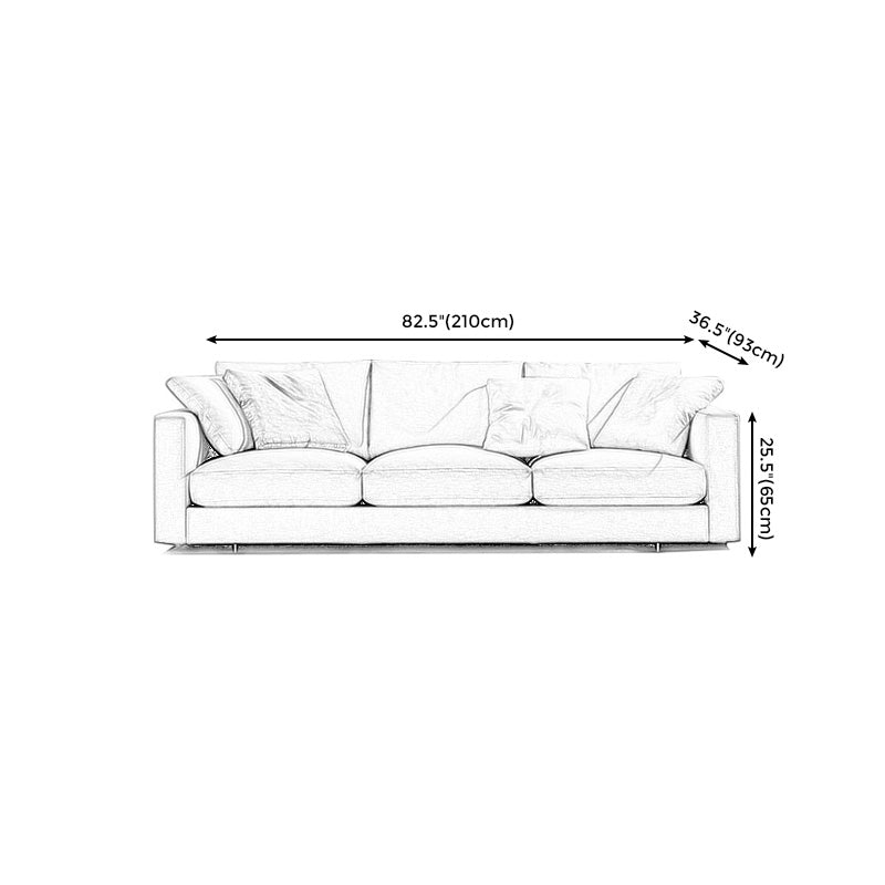 Padded Wooden down Cloth Rectangular Sofa with Pillow Back and Down/sponge/latex Cushion Clearhalo 'furn' 'furn_sofas' 'Furniture' 'furniture_sofas' 'kitchen' 'kitchen_sofas' 'Living Room Furniture' 'Sofa' 'sofas' 4657965