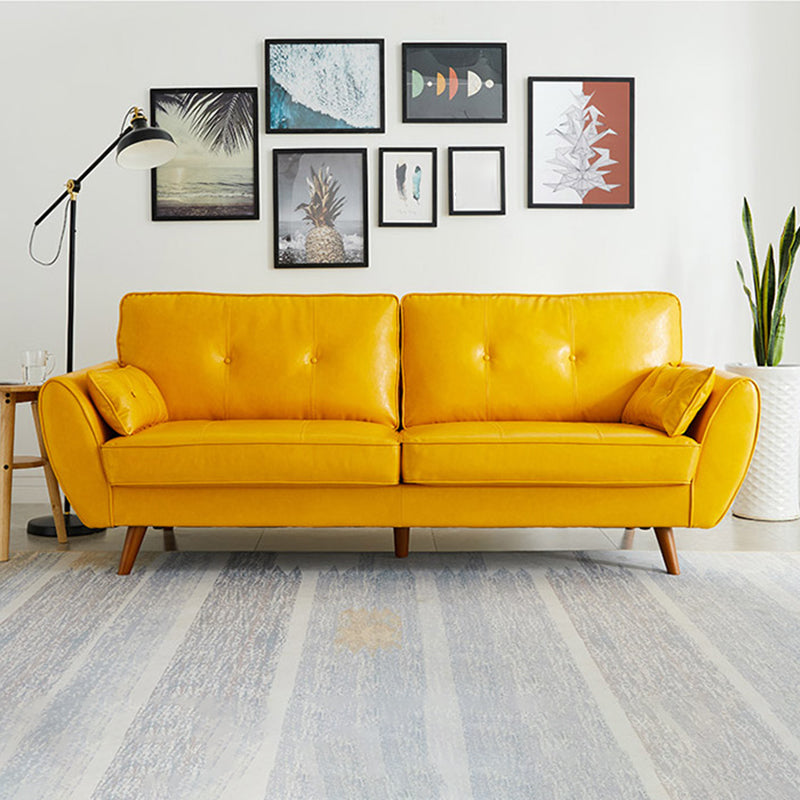 Modern Leather Sofa Flared Arm Button-tufted Loose Back Sofa for Living Room Bedroom Clearhalo 'furn' 'furn_sofas' 'Furniture' 'furniture_sofas' 'kitchen' 'kitchen_sofas' 'Living Room Furniture' 'Sofa' 'sofas' 4657967