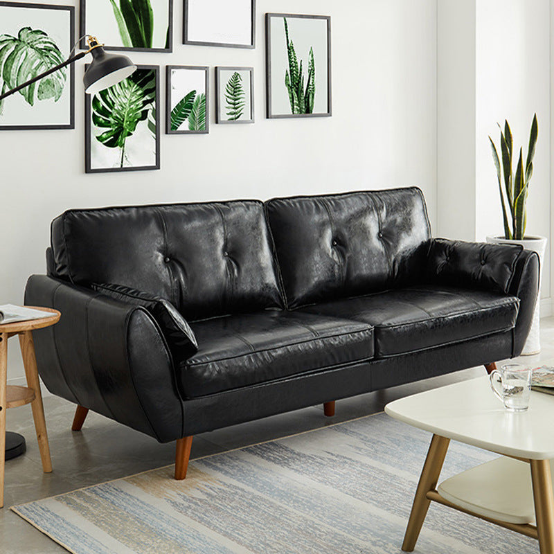 Modern Leather Sofa Flared Arm Button-tufted Loose Back Sofa for Living Room Bedroom Clearhalo 'furn' 'furn_sofas' 'Furniture' 'furniture_sofas' 'kitchen' 'kitchen_sofas' 'Living Room Furniture' 'Sofa' 'sofas' 4657969