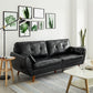 Modern Leather Sofa Flared Arm Button-tufted Loose Back Sofa for Living Room Bedroom 57"L x 33"W x 33.5"H Black Clearhalo 'furn' 'furn_sofas' 'Furniture' 'furniture_sofas' 'kitchen' 'kitchen_sofas' 'Living Room Furniture' 'Sofa' 'sofas' 4657971