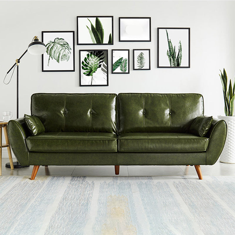 Modern Leather Sofa Flared Arm Button-tufted Loose Back Sofa for Living Room Bedroom 73"L x 33"W x 33.5"H Green Clearhalo 'furn' 'furn_sofas' 'Furniture' 'furniture_sofas' 'kitchen' 'kitchen_sofas' 'Living Room Furniture' 'Sofa' 'sofas' 4657975