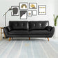 Modern Leather Sofa Flared Arm Button-tufted Loose Back Sofa for Living Room Bedroom 73"L x 33"W x 33.5"H Black Clearhalo 'furn' 'furn_sofas' 'Furniture' 'furniture_sofas' 'kitchen' 'kitchen_sofas' 'Living Room Furniture' 'Sofa' 'sofas' 4657977