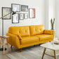 Modern Leather Sofa Flared Arm Button-tufted Loose Back Sofa for Living Room Bedroom 57"L x 33"W x 33.5"H Yellow Clearhalo 'furn' 'furn_sofas' 'Furniture' 'furniture_sofas' 'kitchen' 'kitchen_sofas' 'Living Room Furniture' 'Sofa' 'sofas' 4657979