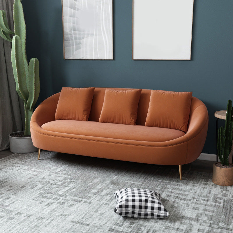 Fabric Tuxedo Arm Loveseat Standard Tight Back 3 Seater Settee Loveseat Orange Clearhalo 'furn' 'furn_sofas' 'Furniture' 'furniture_sofas' 'kitchen' 'kitchen_sofas' 'Living Room Furniture' 'Sofa' 'sofas' 4657991