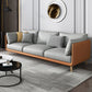Modern Faux Leather Tuxedo Arm Sofa with Loose Back for Living Room, Water Proof Grey Orange Clearhalo 'furn' 'furn_sofas' 'Furniture' 'furniture_sofas' 'kitchen' 'kitchen_sofas' 'Living Room Furniture' 'Sofa' 'sofas' 4658066