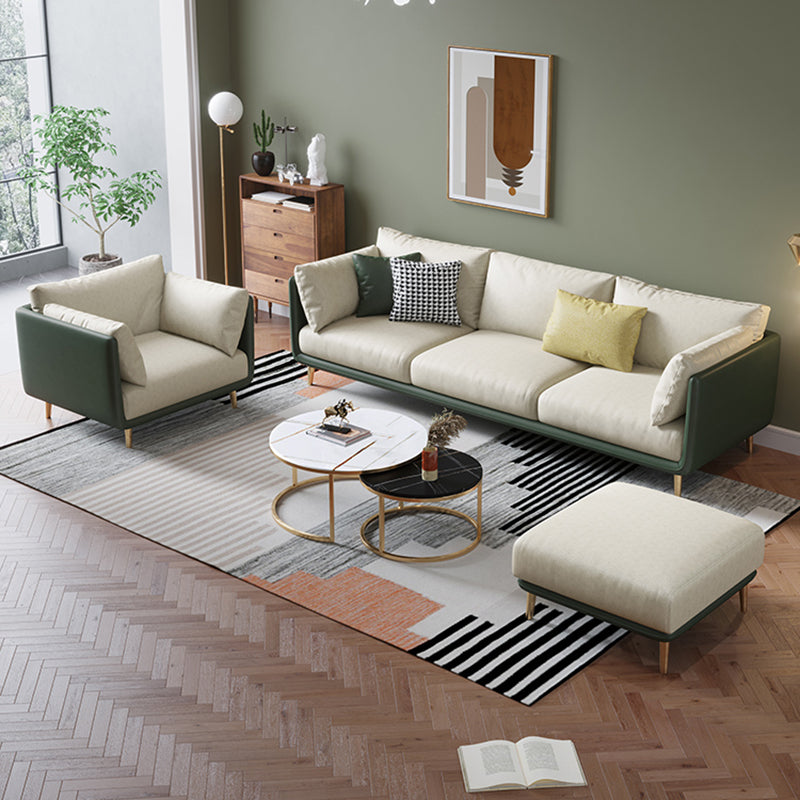 Modern Faux Leather Tuxedo Arm Sofa with Loose Back for Living Room, Water Proof Clearhalo 'furn' 'furn_sofas' 'Furniture' 'furniture_sofas' 'kitchen' 'kitchen_sofas' 'Living Room Furniture' 'Sofa' 'sofas' 4658070