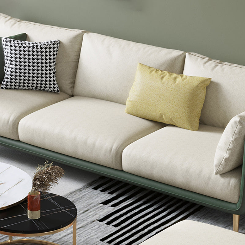 Modern Faux Leather Tuxedo Arm Sofa with Loose Back for Living Room, Water Proof Clearhalo 'furn' 'furn_sofas' 'Furniture' 'furniture_sofas' 'kitchen' 'kitchen_sofas' 'Living Room Furniture' 'Sofa' 'sofas' 4658076