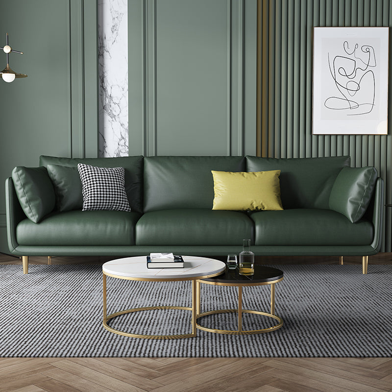 Modern Faux Leather Tuxedo Arm Sofa with Loose Back for Living Room, Water Proof Green Clearhalo 'furn' 'furn_sofas' 'Furniture' 'furniture_sofas' 'kitchen' 'kitchen_sofas' 'Living Room Furniture' 'Sofa' 'sofas' 4658081
