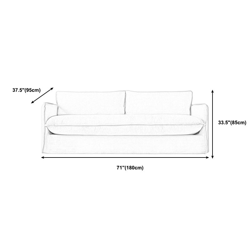 Contemporary Linen Square Arm Standard Sofa with Loose Back for Living Room, White Clearhalo 'furn' 'furn_sofas' 'Furniture' 'furniture_sofas' 'kitchen' 'kitchen_sofas' 'Living Room Furniture' 'Sofa' 'sofas' 4658096