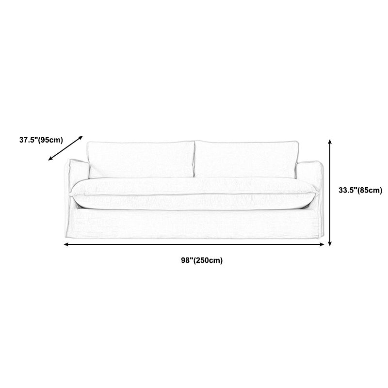 Contemporary Linen Square Arm Standard Sofa with Loose Back for Living Room, White Clearhalo 'furn' 'furn_sofas' 'Furniture' 'furniture_sofas' 'kitchen' 'kitchen_sofas' 'Living Room Furniture' 'Sofa' 'sofas' 4658100
