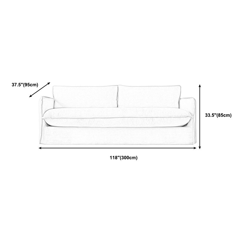 Contemporary Linen Square Arm Standard Sofa with Loose Back for Living Room, White Clearhalo 'furn' 'furn_sofas' 'Furniture' 'furniture_sofas' 'kitchen' 'kitchen_sofas' 'Living Room Furniture' 'Sofa' 'sofas' 4658101
