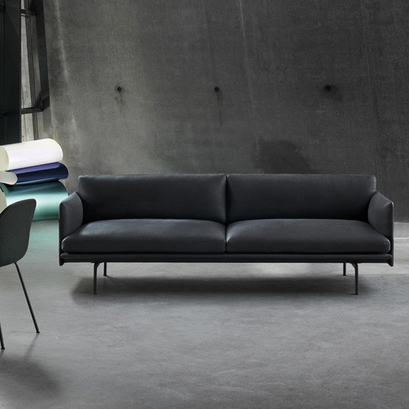 29" High Modern Faux Leather Tuxedo Arm Standard Sofa with Cushions for Living Room Black Clearhalo 'furn' 'furn_sofas' 'Furniture' 'furniture_sofas' 'kitchen' 'kitchen_sofas' 'Living Room Furniture' 'Sofa' 'sofas' 4658102