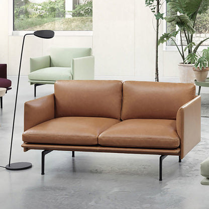 29" High Modern Faux Leather Tuxedo Arm Standard Sofa with Cushions for Living Room 66.9"L x 35.4"W x 29.5"H Brown Clearhalo 'furn' 'furn_sofas' 'Furniture' 'furniture_sofas' 'kitchen' 'kitchen_sofas' 'Living Room Furniture' 'Sofa' 'sofas' 4658104