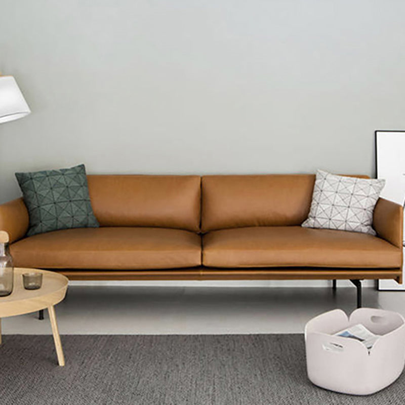 29" High Modern Faux Leather Tuxedo Arm Standard Sofa with Cushions for Living Room Clearhalo 'furn' 'furn_sofas' 'Furniture' 'furniture_sofas' 'kitchen' 'kitchen_sofas' 'Living Room Furniture' 'Sofa' 'sofas' 4658105