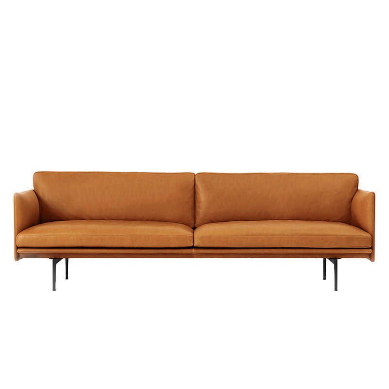 29" High Modern Faux Leather Tuxedo Arm Standard Sofa with Cushions for Living Room 82.7"L x 35.4"W x 29.5"H Brown Clearhalo 'furn' 'furn_sofas' 'Furniture' 'furniture_sofas' 'kitchen' 'kitchen_sofas' 'Living Room Furniture' 'Sofa' 'sofas' 4658106