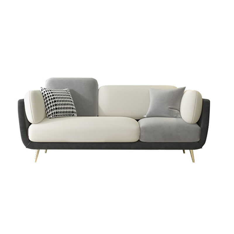 36" High Modern Velvet Square Arm Sofa with 2 Pillows Standard Sofa for Living Room 73"L x 33.5"W x 37.5"H Grey Clearhalo 'furn' 'furn_sofas' 'Furniture' 'furniture_sofas' 'kitchen' 'kitchen_sofas' 'Living Room Furniture' 'Sofa' 'sofas' 4658112