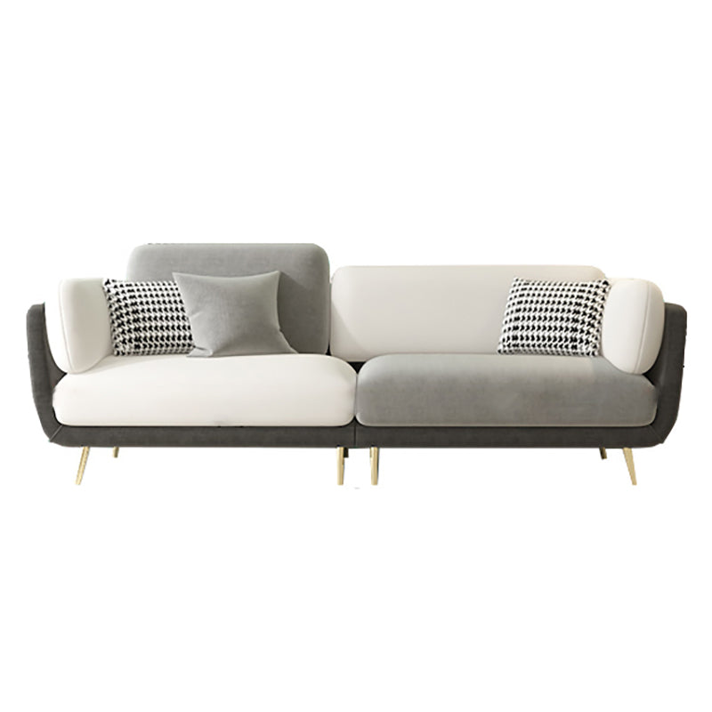 36" High Modern Velvet Square Arm Sofa with 2 Pillows Standard Sofa for Living Room 94.5"L x 33.5"W x 37.5"H Grey Clearhalo 'furn' 'furn_sofas' 'Furniture' 'furniture_sofas' 'kitchen' 'kitchen_sofas' 'Living Room Furniture' 'Sofa' 'sofas' 4658114