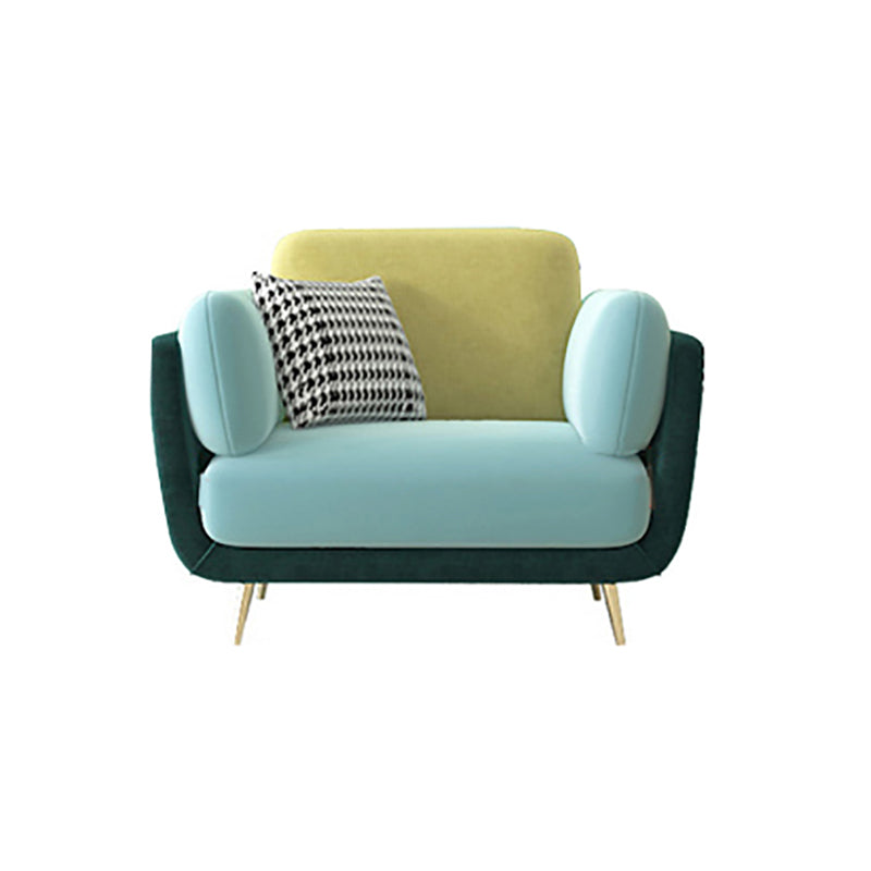 36" High Modern Velvet Square Arm Sofa with 2 Pillows Standard Sofa for Living Room 45"L x 33.5"W x 37.5"H Blue-Green Clearhalo 'furn' 'furn_sofas' 'Furniture' 'furniture_sofas' 'kitchen' 'kitchen_sofas' 'Living Room Furniture' 'Sofa' 'sofas' 4658117
