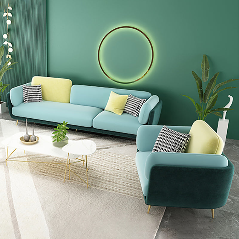 36" High Modern Velvet Square Arm Sofa with 2 Pillows Standard Sofa for Living Room Clearhalo 'furn' 'furn_sofas' 'Furniture' 'furniture_sofas' 'kitchen' 'kitchen_sofas' 'Living Room Furniture' 'Sofa' 'sofas' 4658118