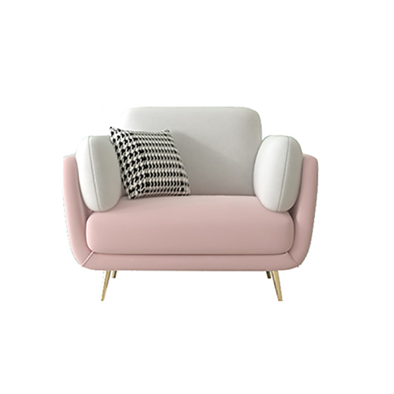 36" High Modern Velvet Square Arm Sofa with 2 Pillows Standard Sofa for Living Room 45"L x 33.5"W x 37.5"H Pink-Light Grey Clearhalo 'furn' 'furn_sofas' 'Furniture' 'furniture_sofas' 'kitchen' 'kitchen_sofas' 'Living Room Furniture' 'Sofa' 'sofas' 4658123