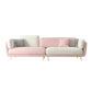 36" High Modern Velvet Square Arm Sofa with 2 Pillows Standard Sofa for Living Room 110"L x 33.5"W x 37.5"H Pink-Light Grey Clearhalo 'furn' 'furn_sofas' 'Furniture' 'furniture_sofas' 'kitchen' 'kitchen_sofas' 'Living Room Furniture' 'Sofa' 'sofas' 4658129