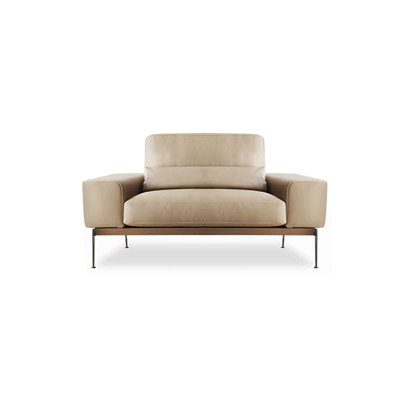 32" High Genuine Leather Square Arm Modern Sofa with Bolster Pillows, Brown 41.5"L x 39.5"W x 33.5"H Clearhalo 'furn' 'furn_sofas' 'Furniture' 'furniture_sofas' 'kitchen' 'kitchen_sofas' 'Living Room Furniture' 'Sofa' 'sofas' 4658147